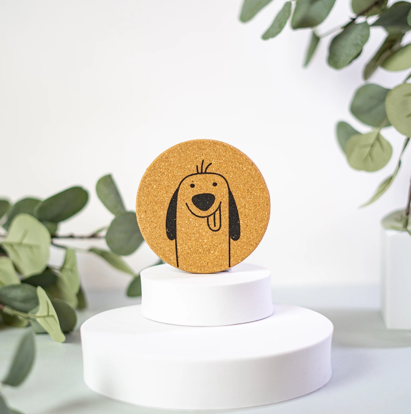 Puppylove - Cute dog coaster set of 6 made from cork