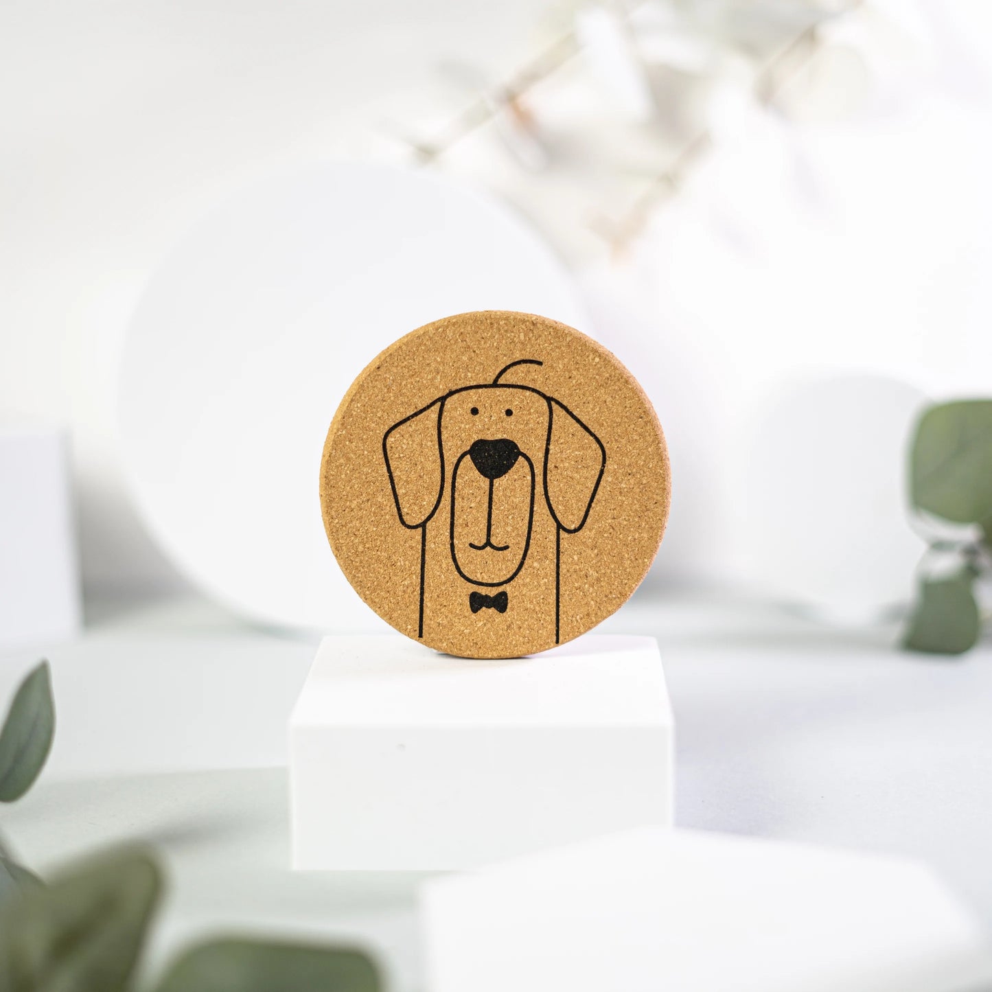 Puppylove - Cute dog coaster set of 6 made from cork