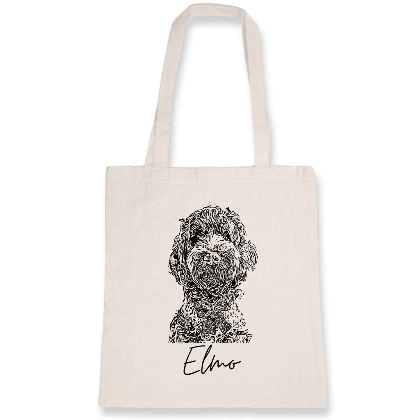 custom pet portrait on eco friendly products. Fashion for petlovers, unique to your individual pet. Sustainable, organic cotton, certified. Elmojis turns your pet into sketched portraits. Whether you choose a unisex or kids T-shirt or sweatshirt, a mug, tote, pouch or waterbottle - these pet portraits are more than just an emoji.