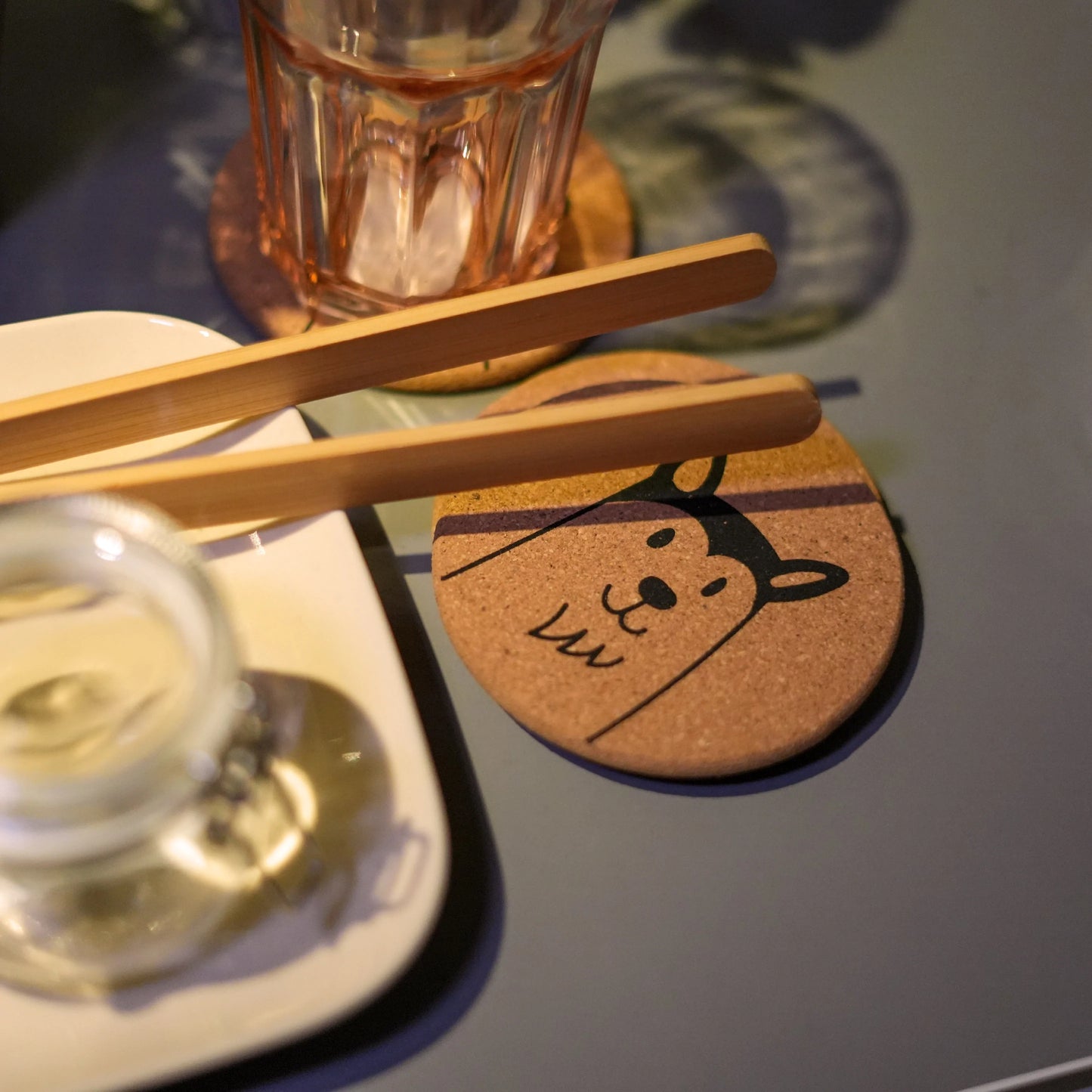 Puppylove - Cute dog coaster set of 6 made from cork