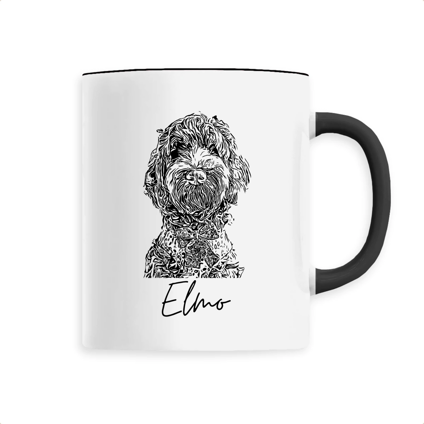 custom pet portrait on eco friendly products. Fashion for petlovers, unique to your individual pet. Sustainable, organic cotton, certified. Elmojis turns your pet into sketched portraits. Whether you choose a unisex or kids T-shirt or sweatshirt, a mug, tote, pouch or waterbottle - these pet portraits are more than just an emoji. 