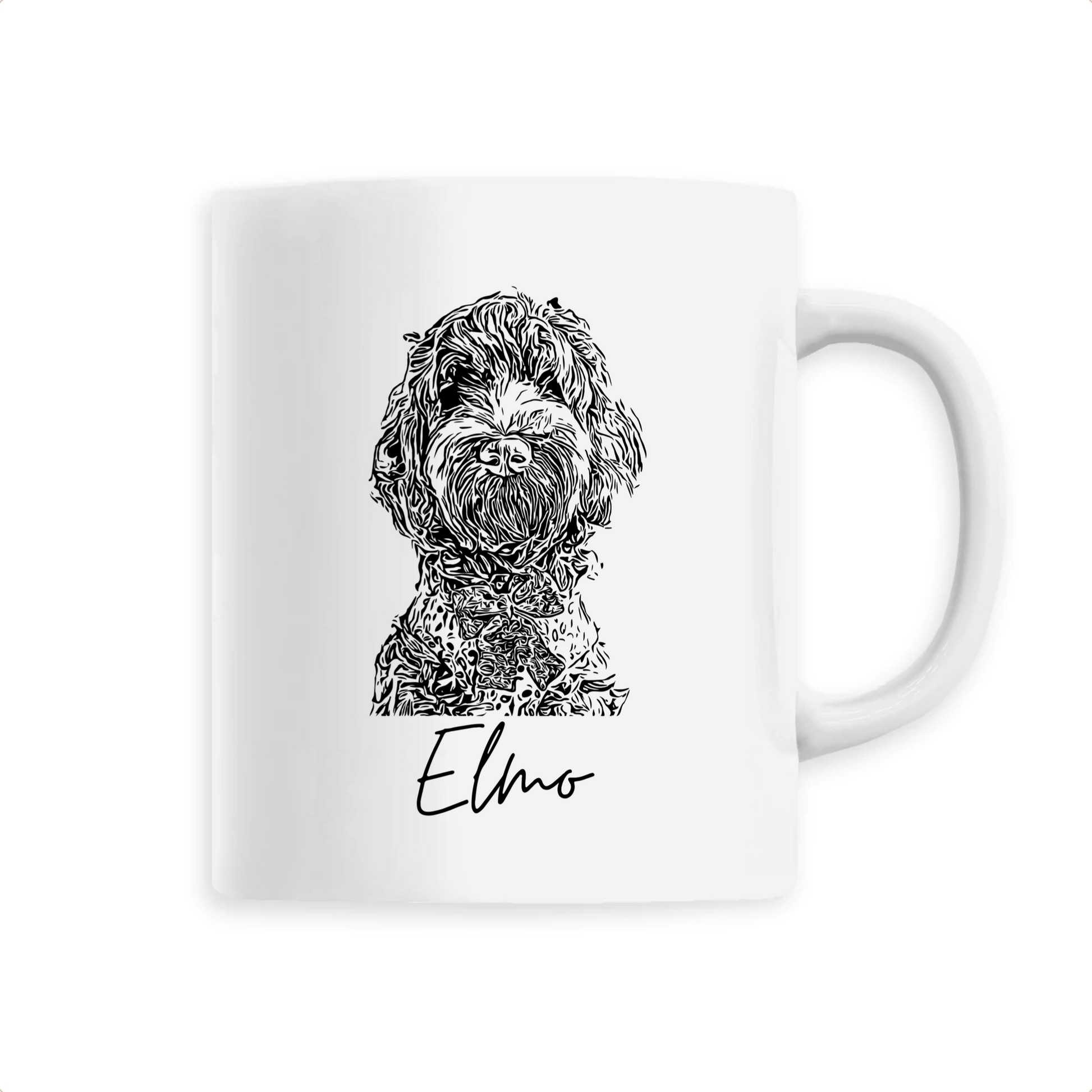 custom pet portrait on eco friendly products. Fashion for petlovers, unique to your individual pet. Sustainable, organic cotton, certified. Elmojis turns your pet into sketched portraits. Whether you choose a unisex or kids T-shirt or sweatshirt, a mug, tote, pouch or waterbottle - these pet portraits are more than just an emoji. 