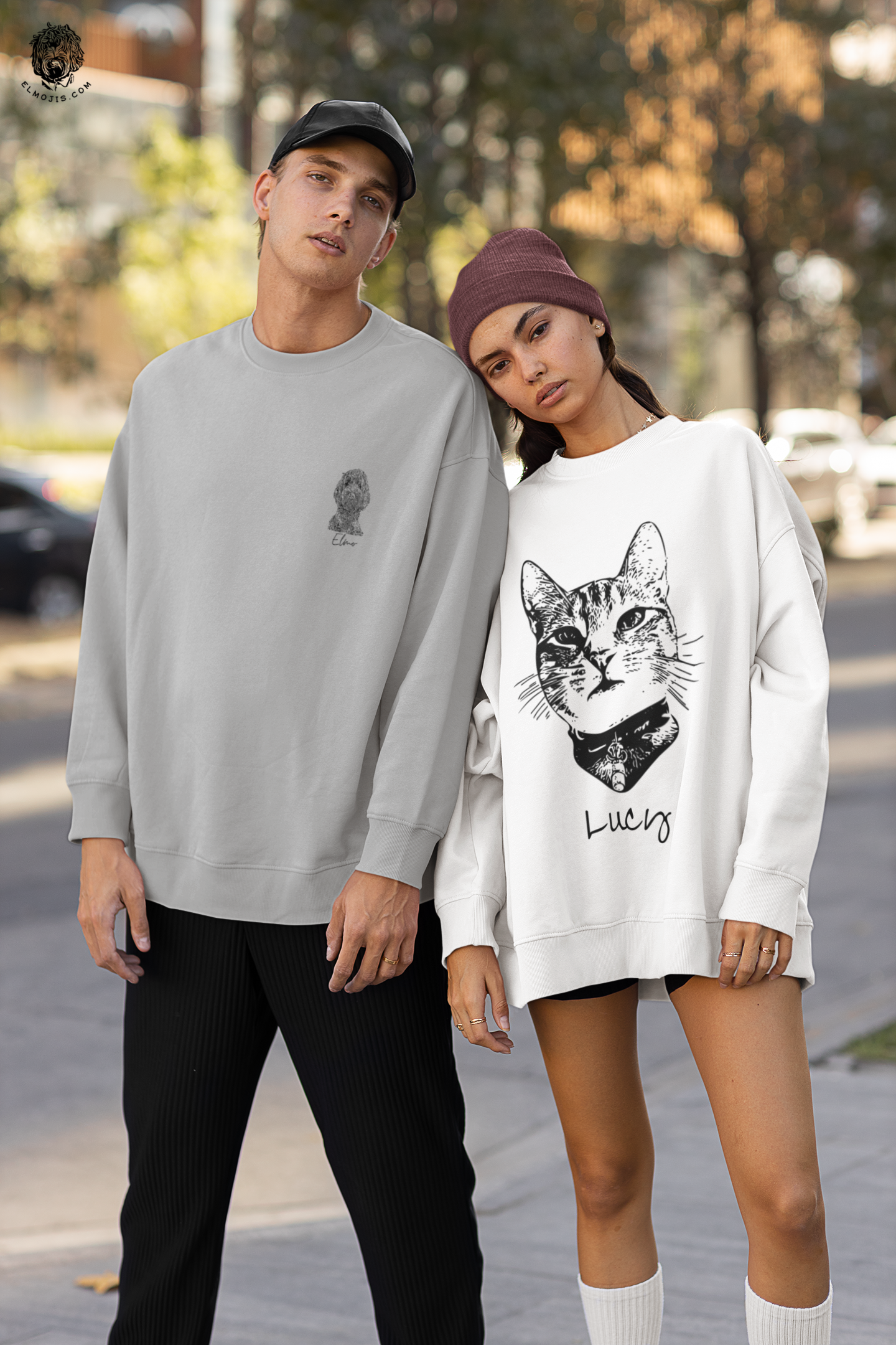 Cozy Cuddles custom pet portrait Unisex Sweatshirt